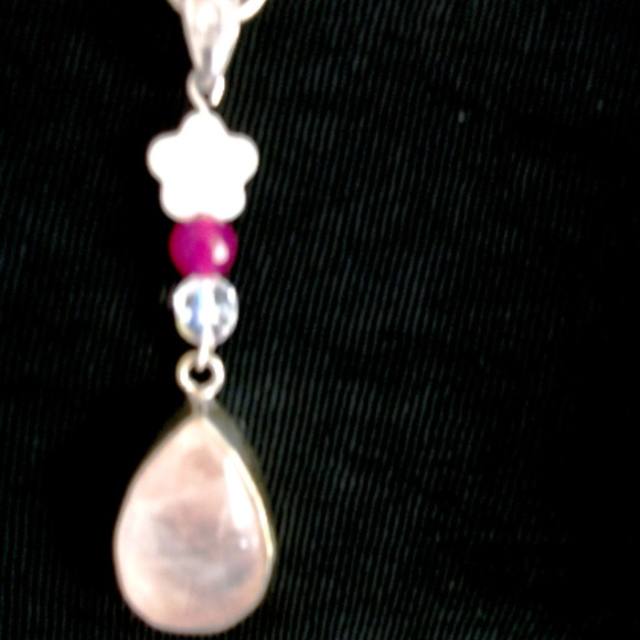 Rose quartz Sterling  pendant+ Sterling Chain HAndmade in  USA - Picture 2 of 2